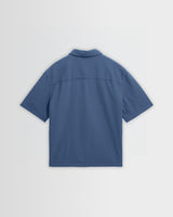 Keats - Blue Cotton Seersucker Short-Sleeve Shirt