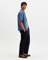 Keats - Blue Cotton Seersucker Short-Sleeve Shirt