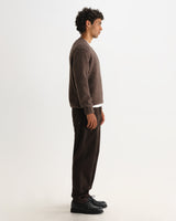 KEMP V NECK FLUFFY WOOL BLEND CHOCOLATE BROWN