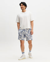 Kurt - Ecru And Blue Geometric Embroidered Shorts