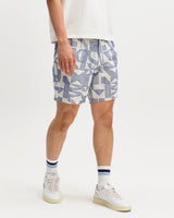 Kurt - Ecru And Blue Geometric Embroidered Shorts