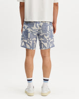 Kurt - Ecru And Blue Geometric Embroidered Shorts