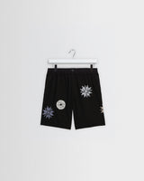 Kurt - Black Round Applique Cotton Shorts
