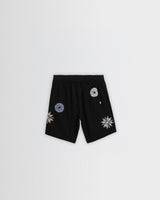 Kurt - Black Round Applique Cotton Shorts