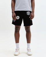 Kurt - Black Round Applique Cotton Shorts