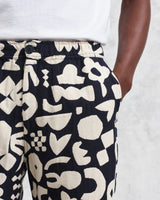 Kurt Shorts Navy/Ecru Spin Jacquard