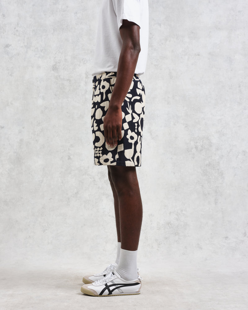 Kurt Shorts Navy/Ecru Spin Jacquard