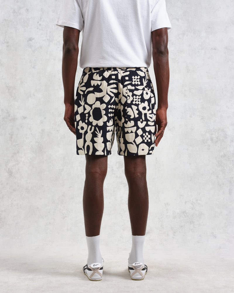 Kurt Shorts Navy/Ecru Spin Jacquard