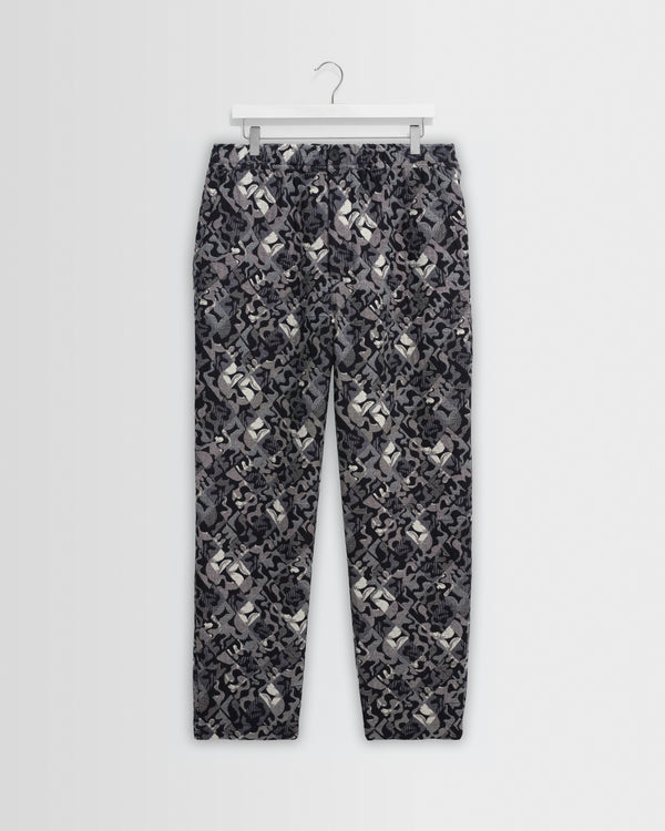 Kurt - Navy And Ecru Tile Jacquard Relaxed Fit Trousers