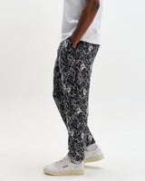 Kurt - Navy And Ecru Tile Jacquard Relaxed Fit Trousers
