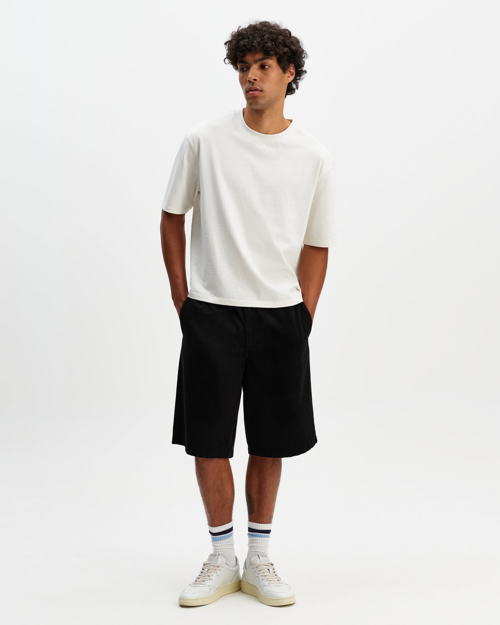 Men's Black Organic Cotton Twill Shorts | Wax London