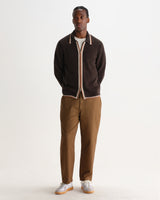 LENNOX L/S ZIP POLO WOOL COTTON FLECK BROWN / NATURAL