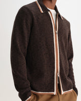 LENNOX L/S ZIP POLO WOOL COTTON FLECK BROWN / NATURAL
