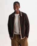 LENNOX L/S ZIP POLO WOOL COTTON FLECK BROWN / NATURAL