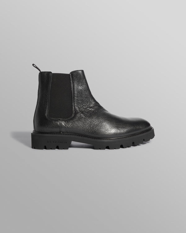 S.T. Valentin - Black Grained Leather Chelsea Boots