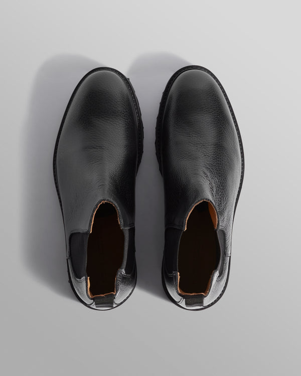 S.T. Valentin - Black Grained Leather Chelsea Boots