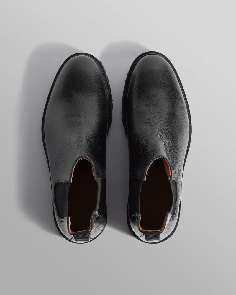 S.T. Valentin - Black Grained Leather Chelsea Boots