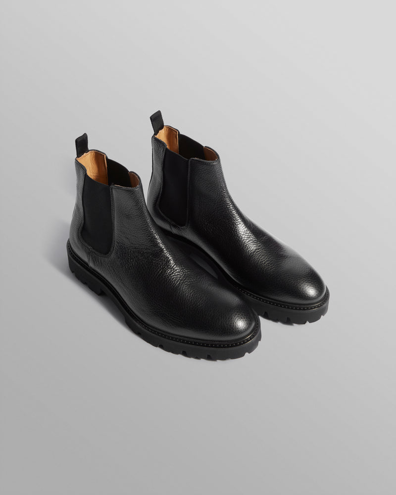 S.T. Valentin - Black Grained Leather Chelsea Boots