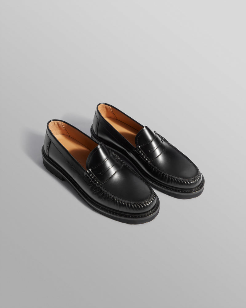 S.T. Valentin - Black Smooth Leather Loafers