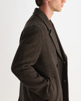 Magnus - Brown Herringbone Double-Breasted Wool Overcoat