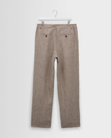 Malham - Natural And Brown Stripe Linen Wide Fit Trousers