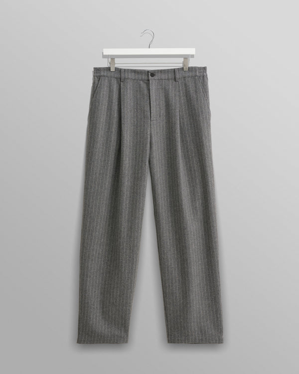 Malham - Charcoal Grey Pinstripe Wool Trousers