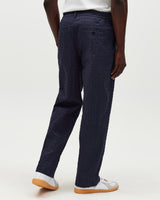 Malham - Navy Dobby Cotton Wide Fit Trousers