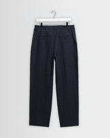 Malham - Navy Dobby Cotton Wide Fit Trousers