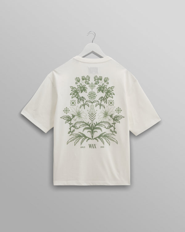Milton - White And Green Botanical Graphic Cotton T-Shirt