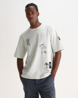 Milton - Ecru And Navy Doodle Graphic Organic Cotton T-Shirt