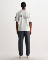 Milton - Ecru And Navy Doodle Graphic Organic Cotton T-Shirt