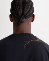 Milton - Navy And Gold Trailing Logo Organic Cotton T-Shirt