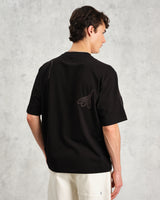 Milton - Black Embroidered Organic Cotton T-Shirt