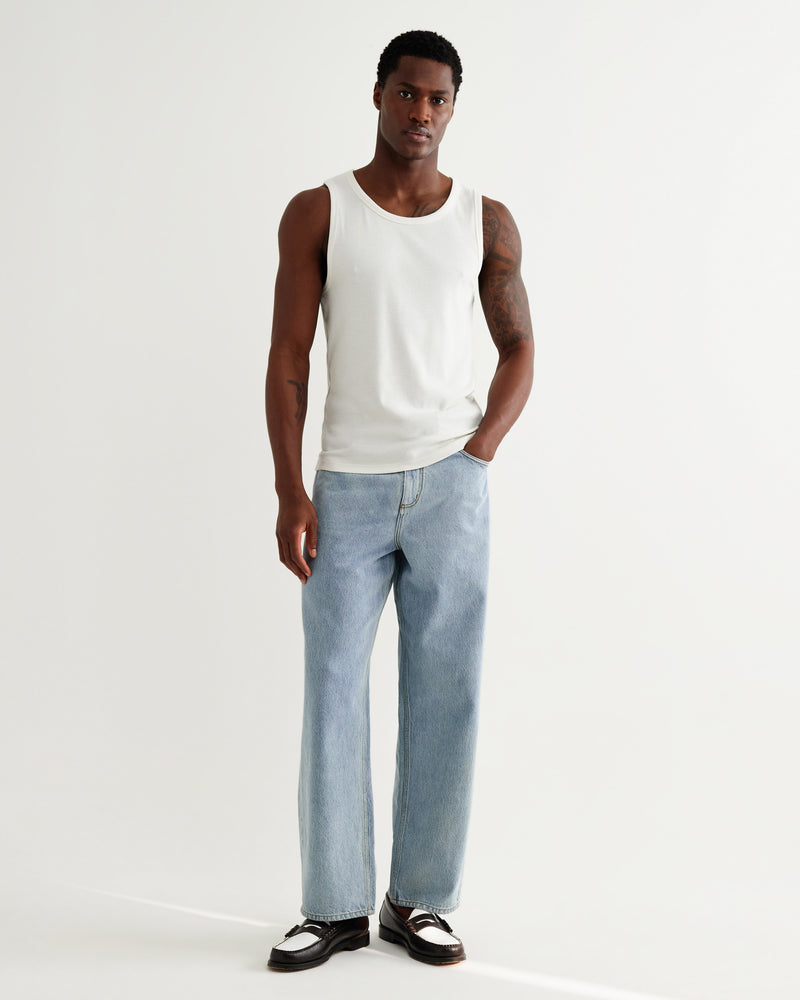 Men's Ecru Ribbed Organic Cotton Vest | Wax London