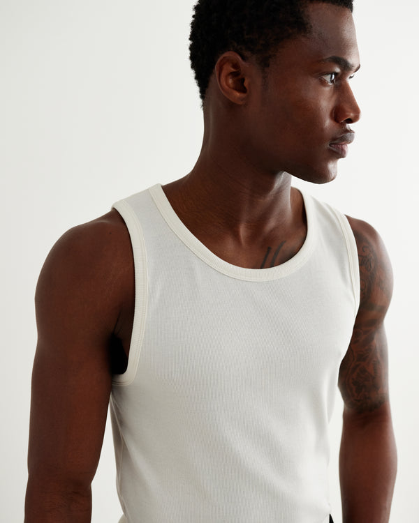 Montague - Ecru Ribbed Organic Cotton Vest