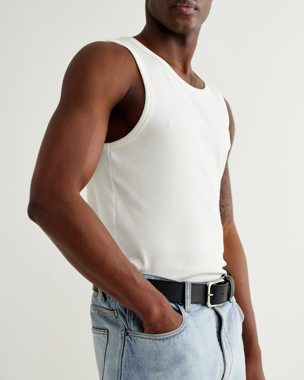 Montague - White Ribbed Organic Cotton Vest