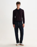 OBAN L/S POLO MINI GEO MULTI BROWN / NAVY