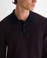 OBAN L/S POLO MINI GEO MULTI BROWN / NAVY