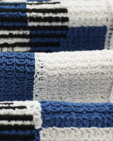 Porto - Ecru And Blue Square Crochet Knitted Shirt