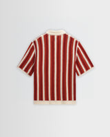 Porto - Ecru And Orange Stripe Crochet Knitted Shirt