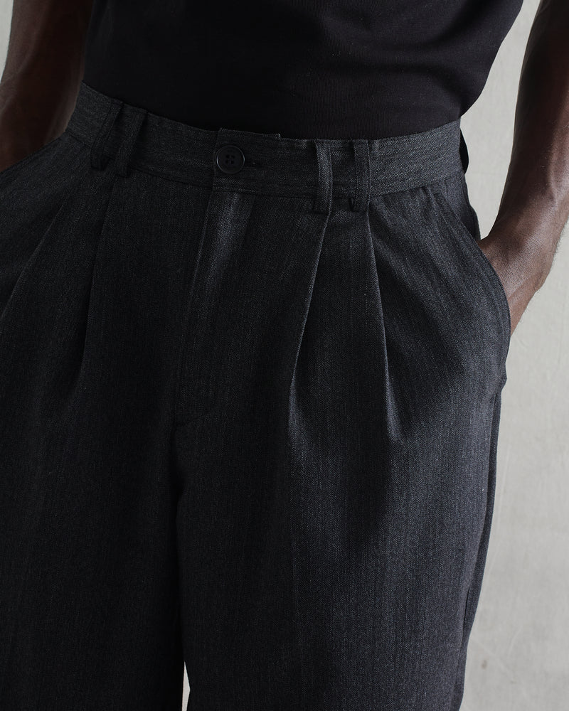 Raleigh Pleat Trousers Charcoal & Wax London