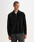 REEVE QUARTER ZIP SWEATSHIRT DRY COTTON LOOPBACK WASHED BLACK