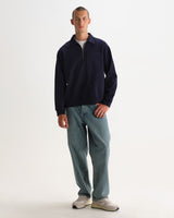 REEVE QUARTER ZIP SWEATSHIRT DRY COTTON LOOPBACK WASHED NAVY