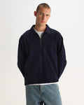 REEVE QUARTER ZIP SWEATSHIRT DRY COTTON LOOPBACK WASHED NAVY