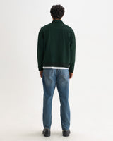 REEVE QUARTER ZIP SWEATSHIRT DRY COTTON LOOPBACK WASHED GREEN