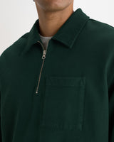 REEVE QUARTER ZIP SWEATSHIRT DRY COTTON LOOPBACK WASHED GREEN