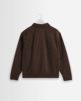 Reeve - Washed Brown Loopback Organic Cotton Collared Sweatshirt