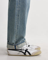 Russell - Jean droit en denim selvedge délavé bleu