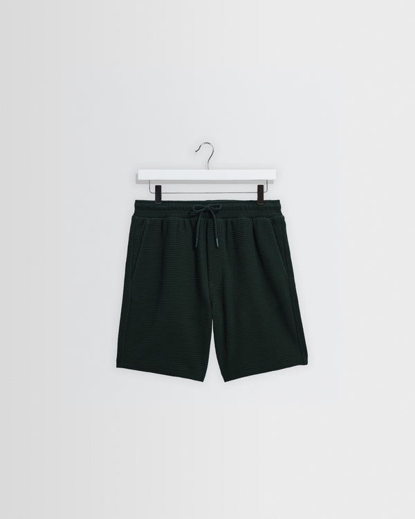 Sam - Bottle Green Textured Waffle Shorts