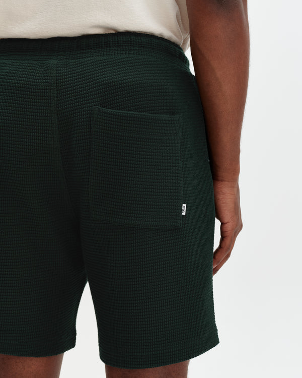 Sam - Bottle Green Textured Waffle Shorts